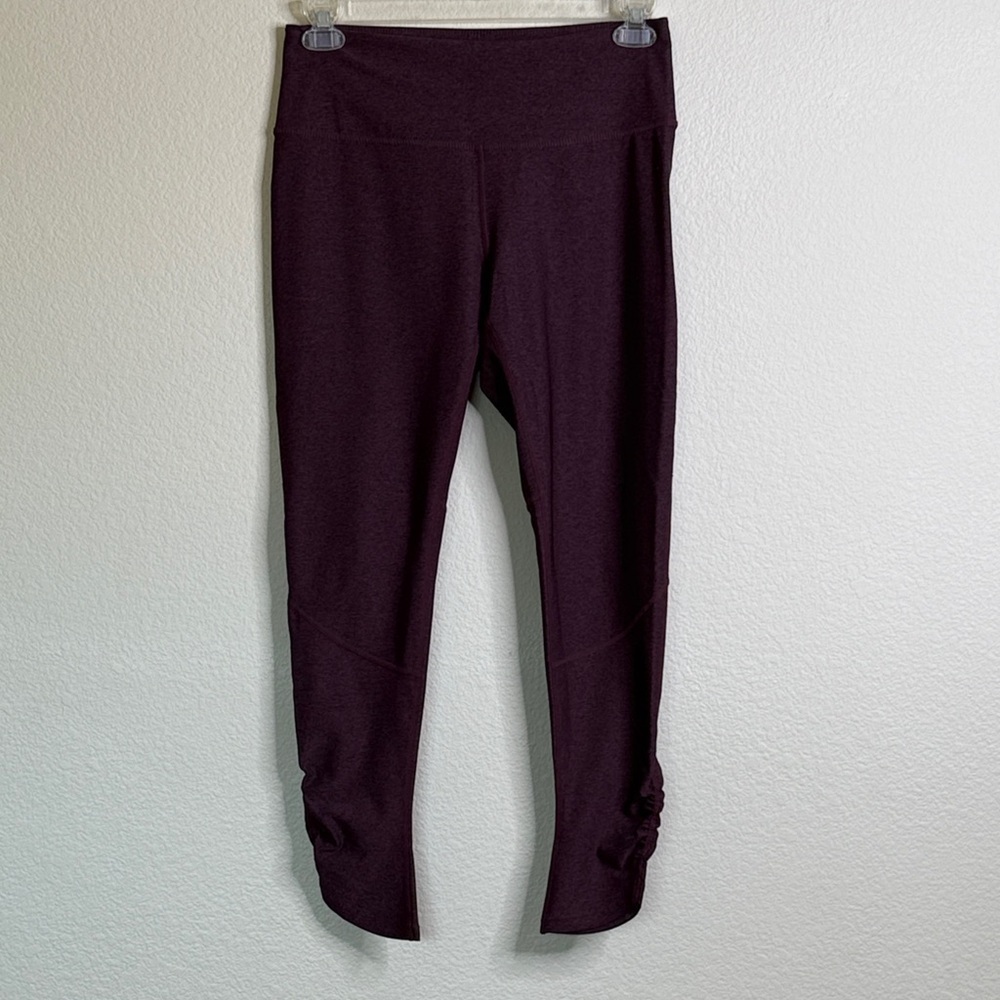 Zella ruched bottom leggings heathered plum women’s large EUC